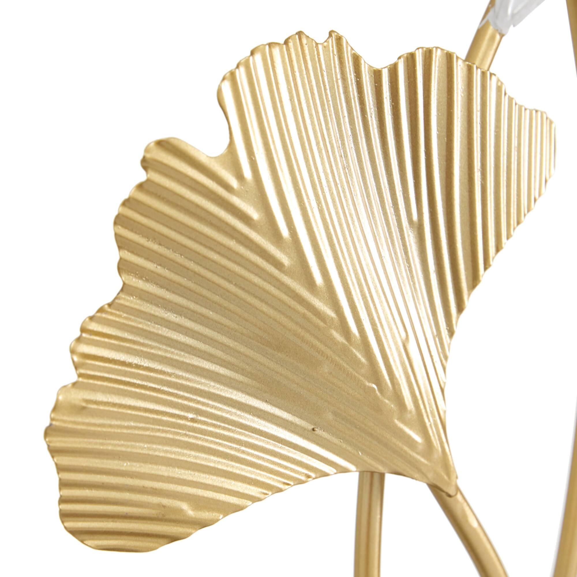 24" White & Gold Metal Modern Nature Sculpture